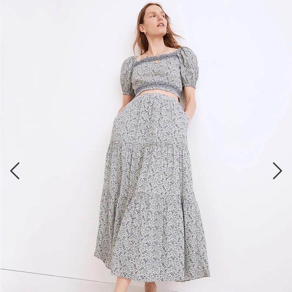 Madewell button front tiered skirt